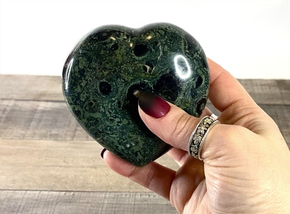 Kambaba Jasper Heart Carving that is 3.29" wide x 3.32" tall and is 2" thick. - Video
