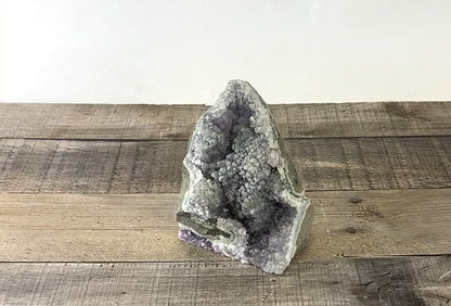 5" tall, unique, free-standing Grey Nebula Amethyst cluster - Video